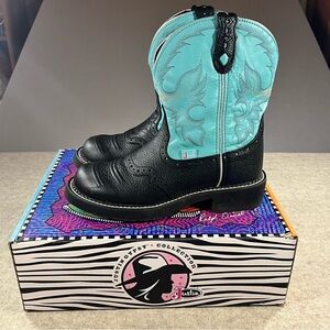 Justin Gypsy Women’s Sz 7.5B Turquoise Black Leather Western Cowgirl Boots